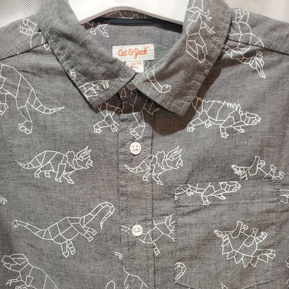 Boys button up short sleeve Dino shirt